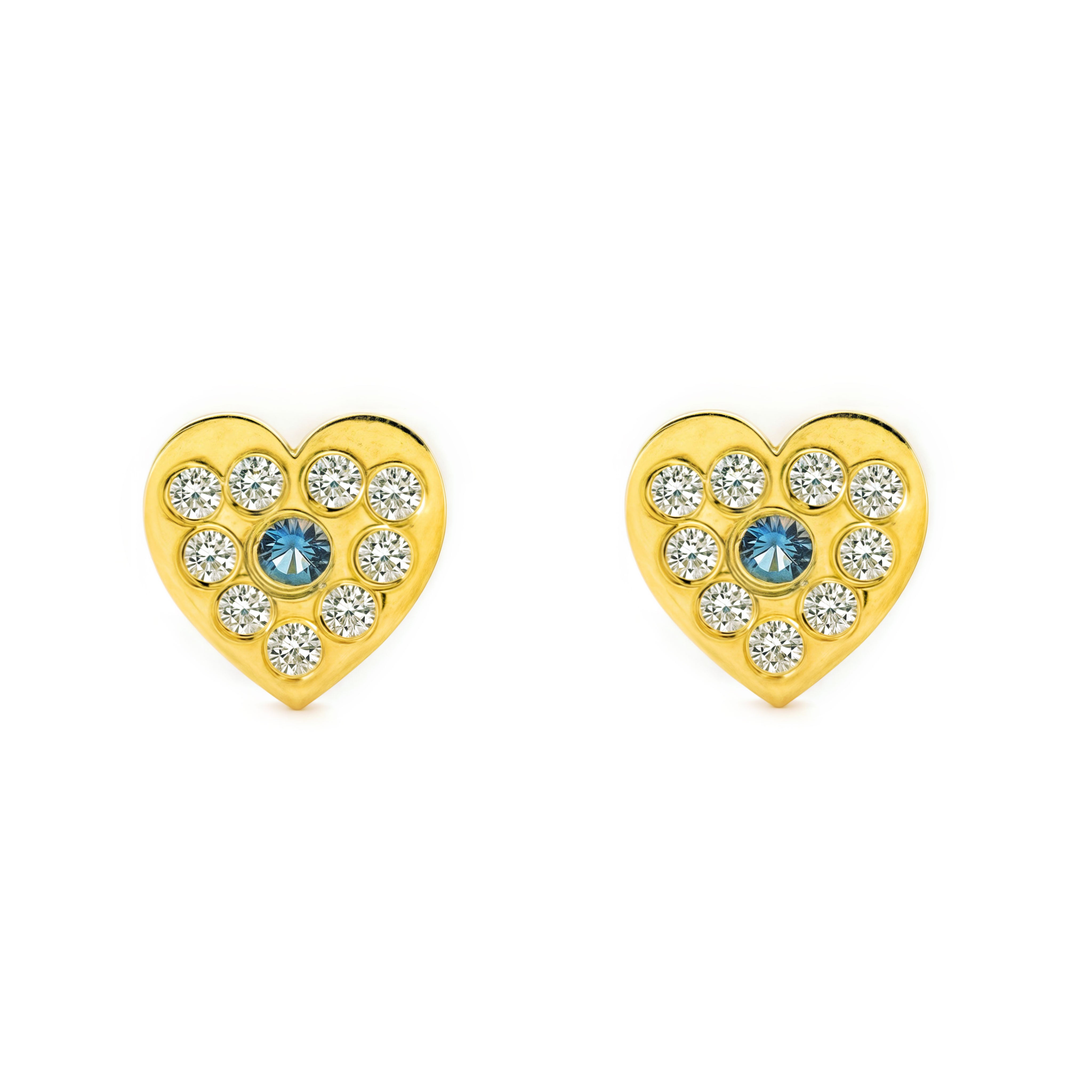 Monde Petit T1823P – Baby-Ohrstecker 18k Gold, Runder Chaton 7 Mm, In Geschenkbox Mit Zertifikat