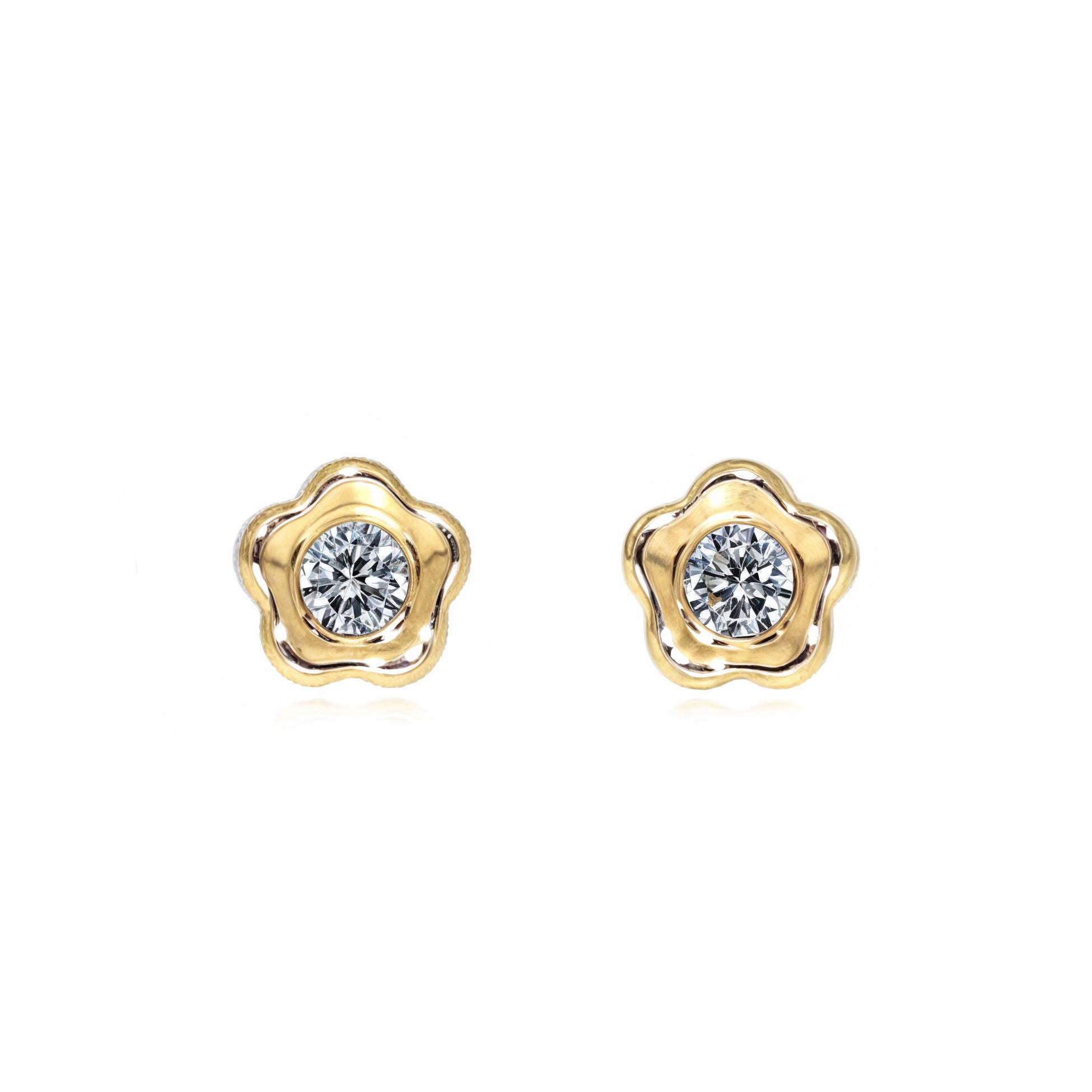 Orecchini Per Bambina/neonata Monde Petit T1729P | Oro Giallo 9 Kt (375), Forma Margherita A 7 Petali | Gioiello Delicato E Sicuro
