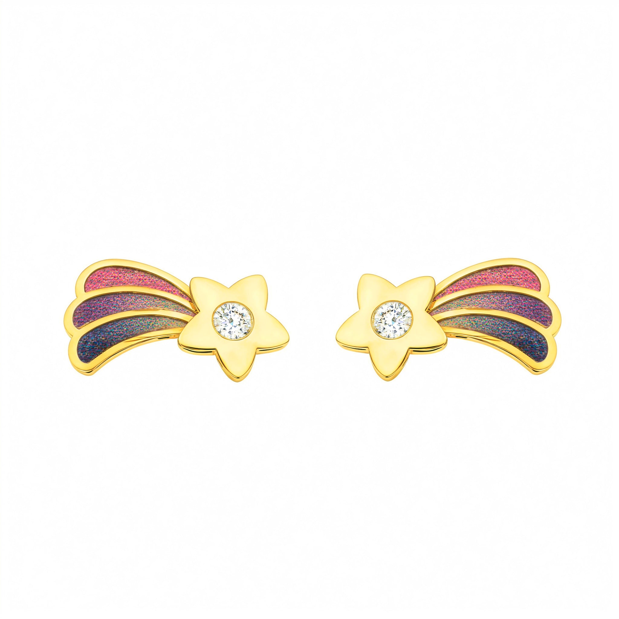 Monde Petit T1823P – Baby-Ohrstecker 18k Gold, Runder Chaton 7 Mm, In Geschenkbox Mit Zertifikat