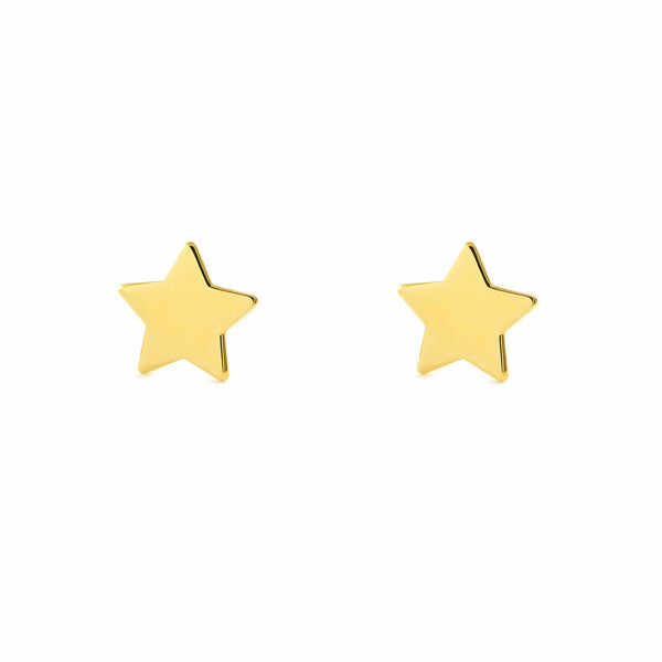 Pendientes Mujer-Niña Oro Amarillo 9K Liso Estrella Brillo