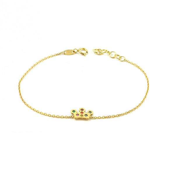 9ct Yellow Gold Crown Cubic Zirconia Women's Bracelet Shine 16 cm