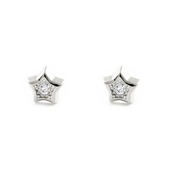 9ct White Gold Star Diamond Earrings shine