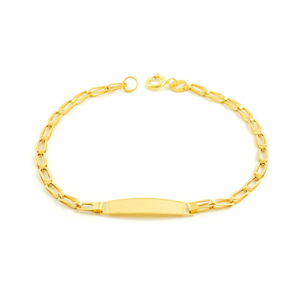 9ct Yellow Gold Personalized Baby Girl Slave Bracelet Matte and Shine Finish 12 cm
