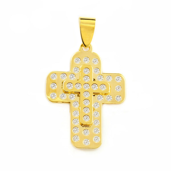 Cruz Oro Amarillo 9K Rectangular Circonita Brillo 23 x 17 mm