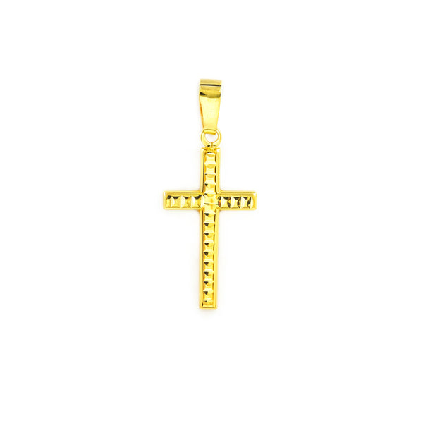 18ct Yellow Gold Rectangular Cross with Shine and Carving 17 x 10 mm