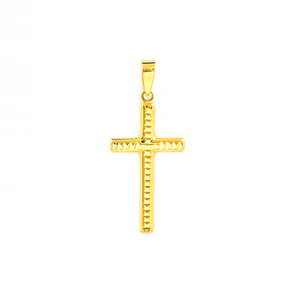 9ct Yellow Gold Rectangular Cross with Shine and Engraving 21 x 13 mm