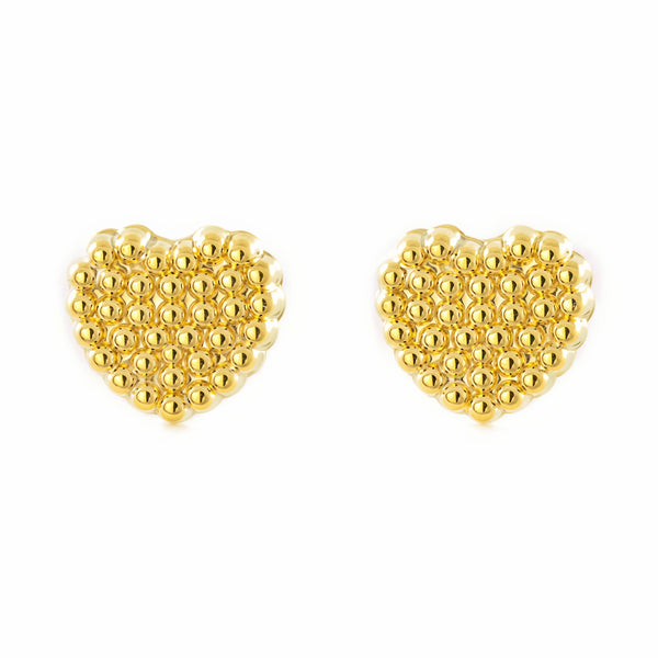 Pendientes Niña Mujer oro Amarillo 9K Corazón Brillo