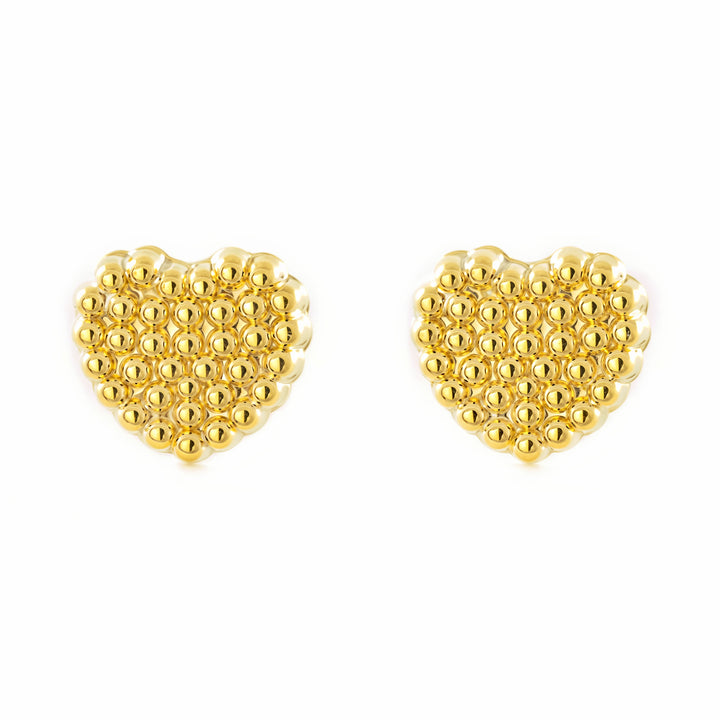 Pendientes Niña Mujer oro Amarillo 9K Corazón Brillo