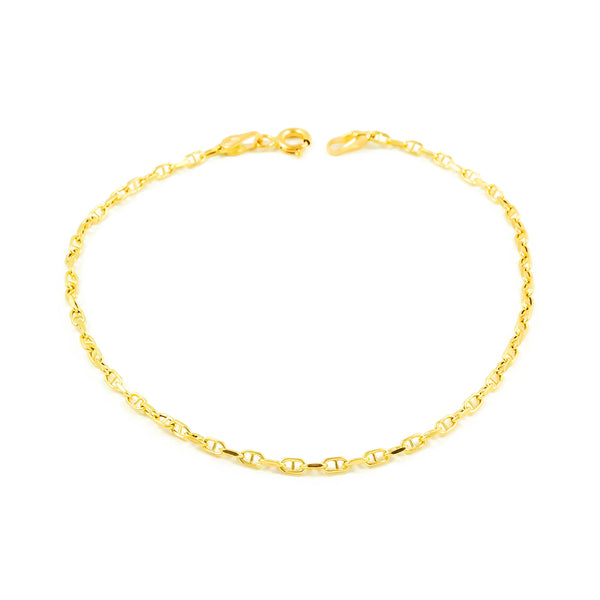 18K Yellow Gold Forced  Anchor Bracelet for Women 19 cm