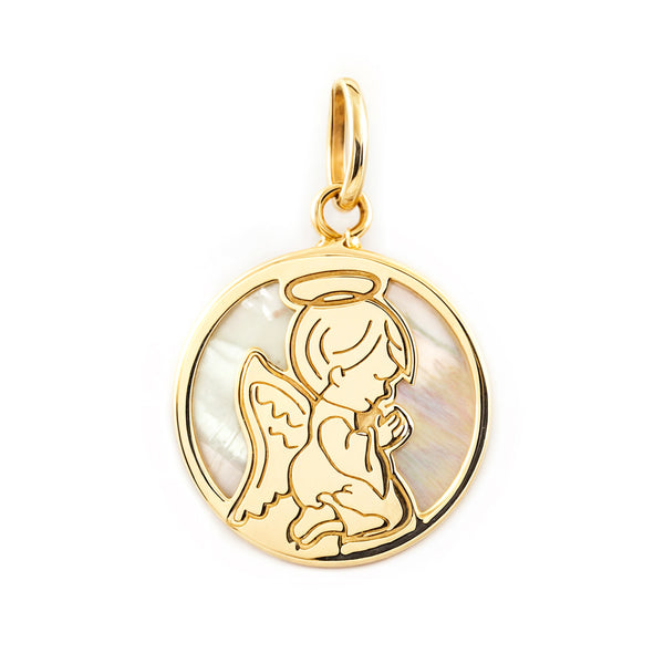 9ct Yellow Gold Angel Nacre pendant shine