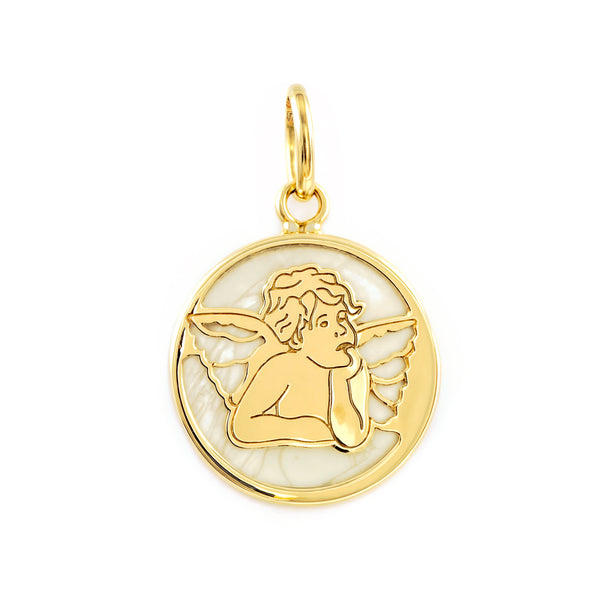 9ct Yellow Gold Angel Nacre pendant shine