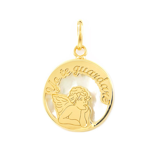 9ct Yellow Gold Angel Nacre pendant shine
