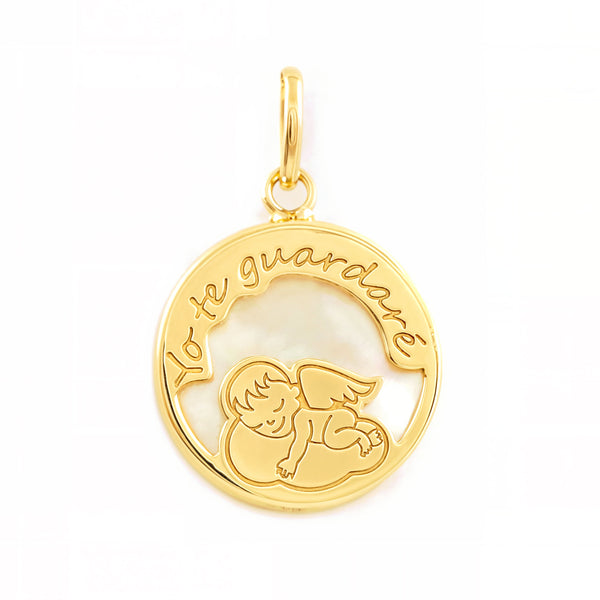 9ct Yellow Gold Angel Nacre pendant shine