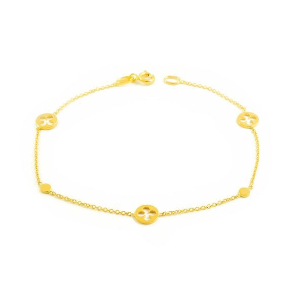 18ct Yellow Gold Treble Shine Women's Bracelet18 cm