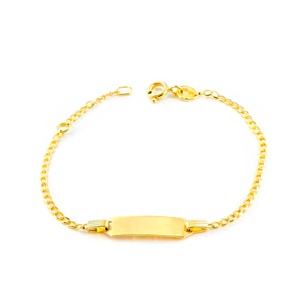 Pulsera Niña Oro Amarillo 9K Personalizada Esclava Barbada Brillo 14 cm