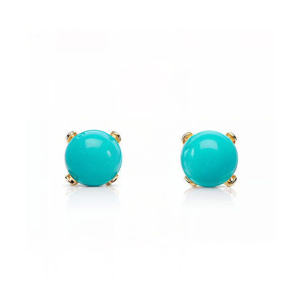 Pendientes Bebe Oro Amarillo 18K Garra Turquesa 3 mm Brillo