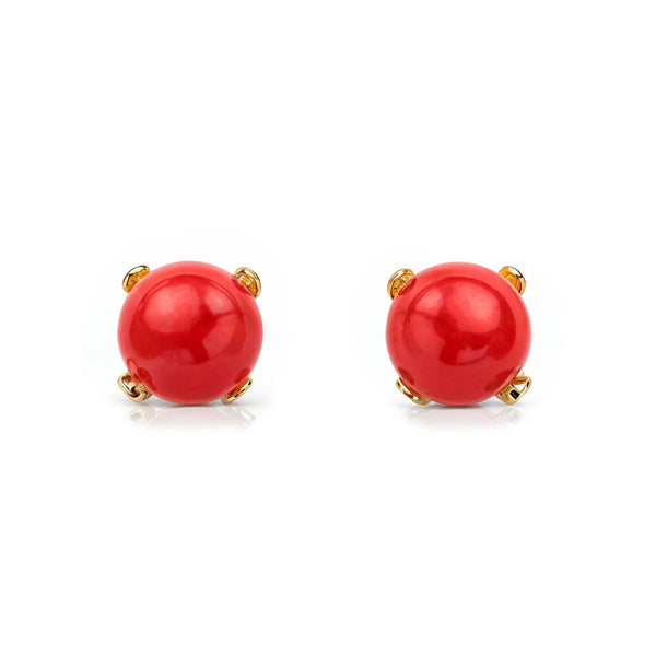 Pendientes Bebe-Niña Oro Amarillo 18K Garra Coral 4 mm Brillo