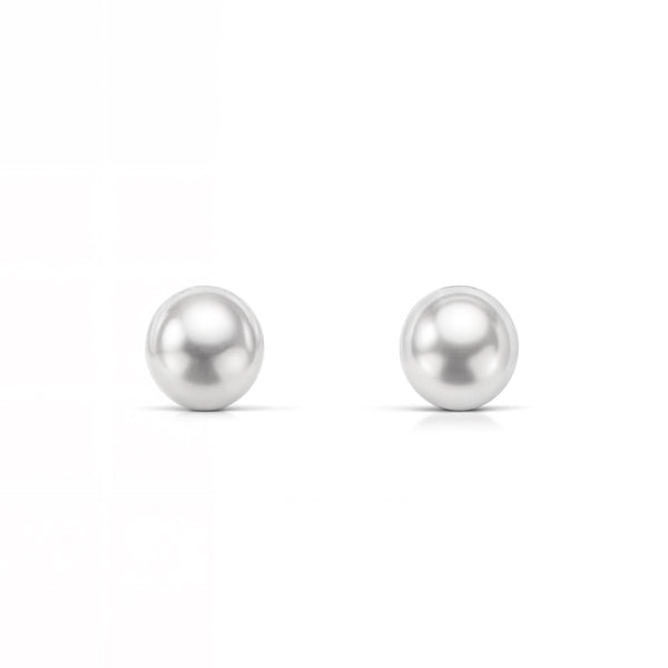 Pendientes Bebe Oro Amarillo 18K Perla Redonda 4 mm Brillo