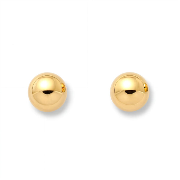 Pendientes Oro Amarillo 9K Bola Redondo Brillo 5 mm