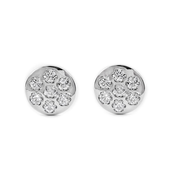 18ct White Gold Round Cubic Zirconias Children's Girls Earrings shine