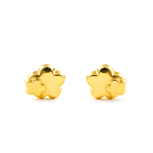 9ct Yellow Gold Daisy Flower Children's Baby Earrings shine