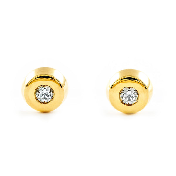 18ct Yellow Gold Round Cubic Zirconia Children's Baby Earrings shine