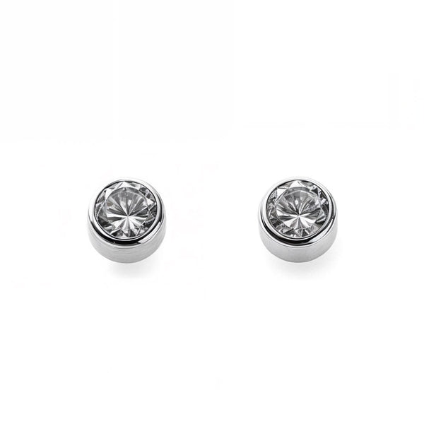 18ct White Gold Round Cubic Zirconia 2,75 mm Children's Baby Earrings shine