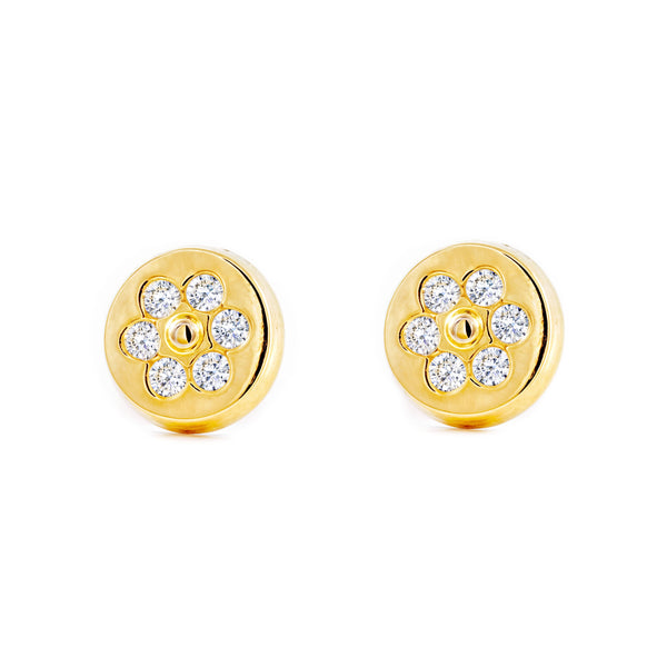Pendientes Mujer-Niña Oro Amarillo 18K Redondo Circonitas Brillo