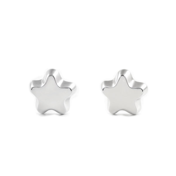 Pendientes Bebe-Niña Oro Blanco 18K Estrella Brillo