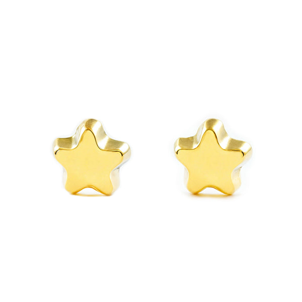 Pendientes Bebe-Niña Oro Amarillo 9K Estrella Brillo