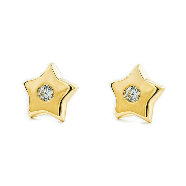 9ct Yellow Gold Star Cubic Zirconia Earrings shine