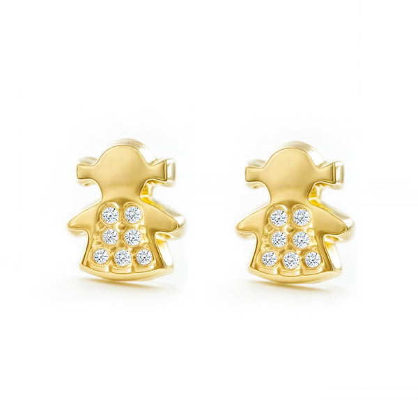 Pendientes Niña Oro Amarillo 18K Niña Circonitas Brillo