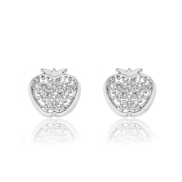 Pendientes Niña Oro Blanco 9K Flor Circonitas Brillo