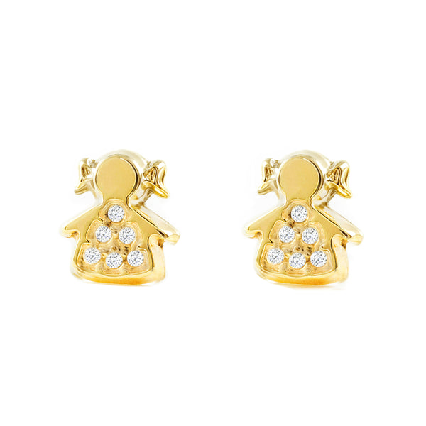 Pendientes Niña Oro Amarillo 9K Niña Circonitas Brillo