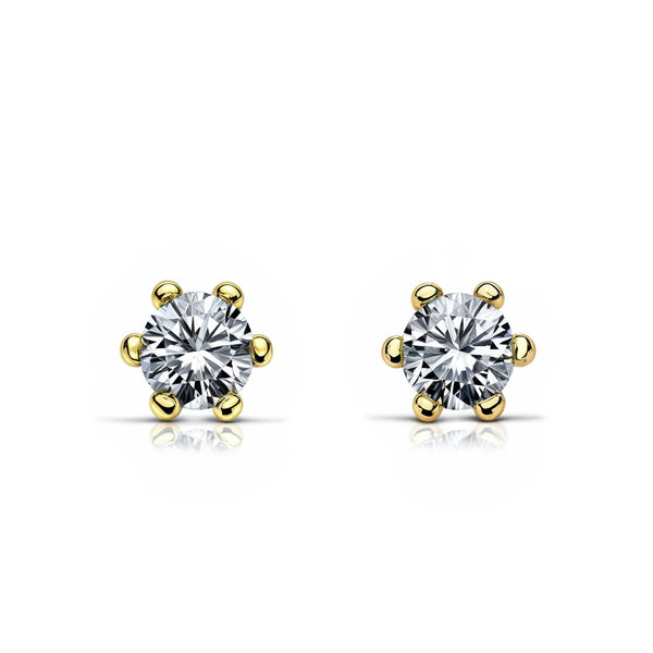 9ct Yellow Gold Cubic Zirconia 3 mm Children's Baby Girls Earrings shine