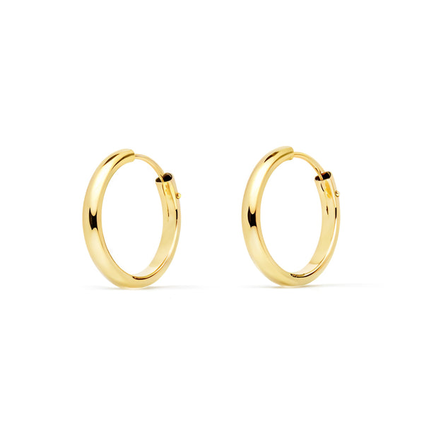 18ct Yellow Gold Hoops Earrings shine 12x2 mm