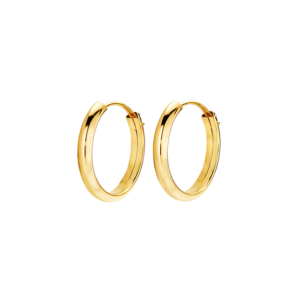 18ct Yellow Gold Hoops Earrings shine 14x2 mm