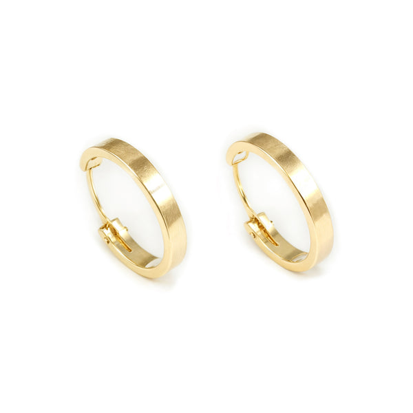 18ct Yellow Gold Rectangular Hoops Earrings shine 12x2 mm