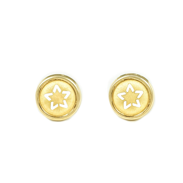 18ct Yellow Gold Round Earrings Matte Shine