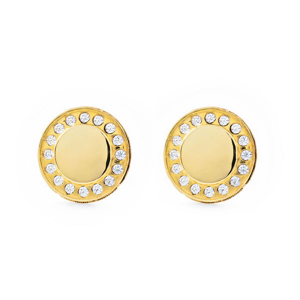 Pendientes Mujer-Niña Oro Amarillo 9K Redondo Circonitas Brillo