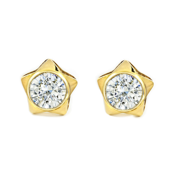 9ct Yellow Gold Star Cubic Zirconia Earrings shine