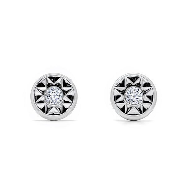 Pendientes Bebe-Niña Oro Blanco 18K Redondo Circonita Tallados