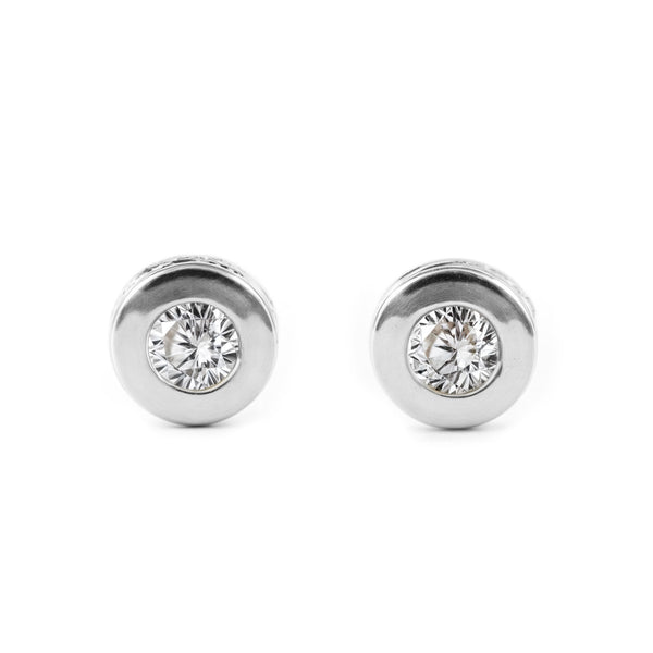 18ct White Gold Round Cubic Zirconia Children's Baby Earrings shine