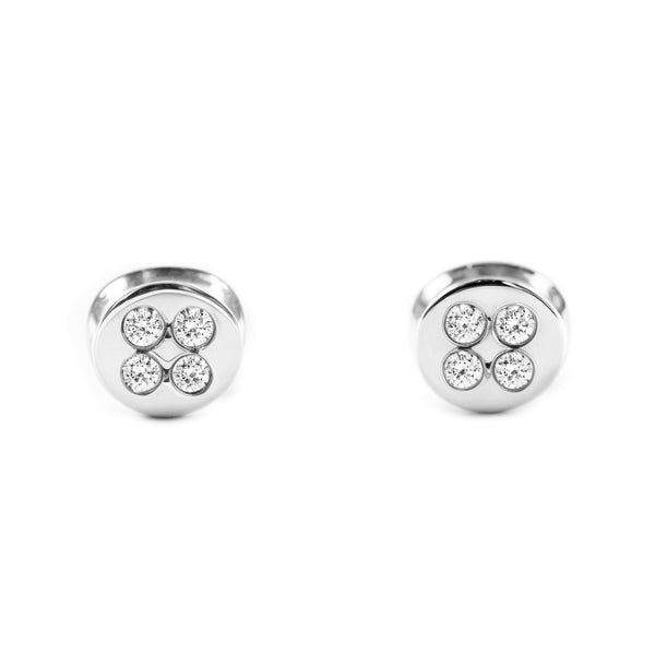 9ct White Gold Round Cubic Zirconia Children's Baby Earrings shine