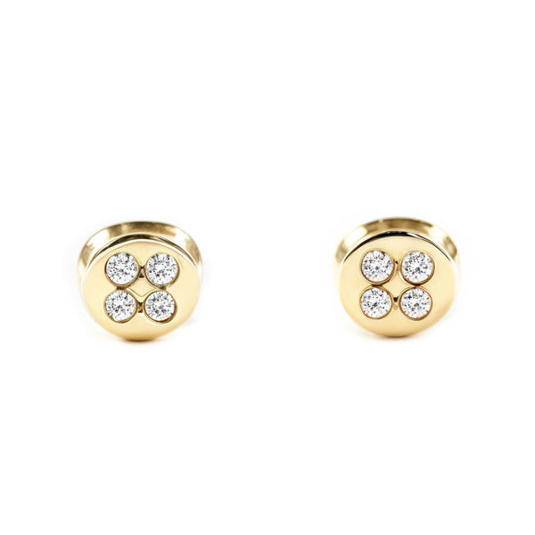 9ct Yellow Gold Round Cubic Zirconia Children's Baby Earrings shine