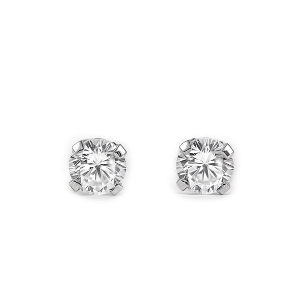 18ct White Gold Cubic Zirconia 4 mm Children's Baby Girls Earrings shine