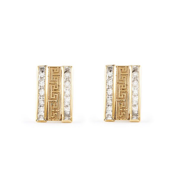 9ct Yellow Gold Rectangular Cubic Zirconia Earrings