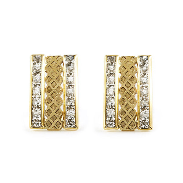 9ct Yellow Gold Rectangular Cubic Zirconia Earrings
