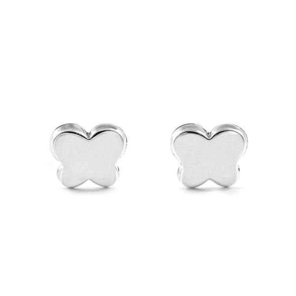 9ct White Gold Butterfly Children's Baby Girls Earrings shine