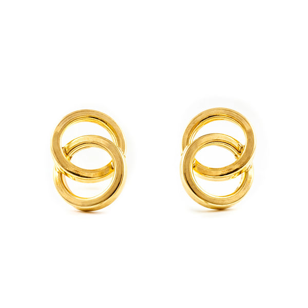 18ct Yellow Gold Double Hoops Earrings shine 8x6 mm